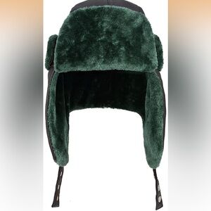 Green Faux Fur Trapper Hat